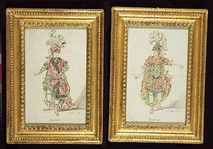 تصاميم لأوبرا يونانية ورومانية ، c.1770 (قلم وحبر مع مرحاض على ورق) بواسطة ليوناردو ماريني